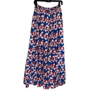 Rainbow Blue, White and Maroon Full Circle Maxi Skirt